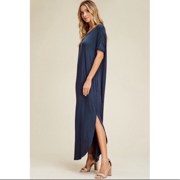 NWT Oversized Maxi Side Slits T-Shirt Dress - Picture 6 of 8